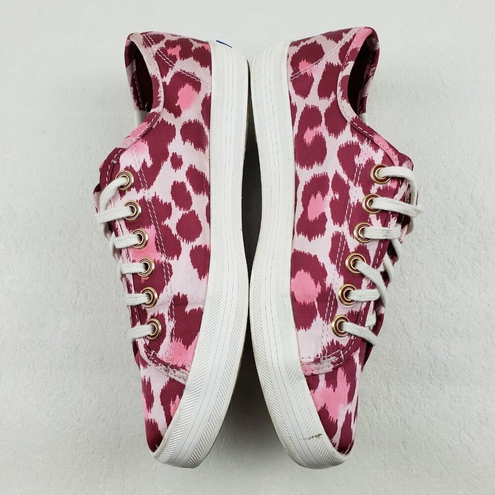 Keds x Kate Spade Kickstart Sneaker Womens 7.5 Pink Satin Leopard Print Shoe - Picture 9 of 15